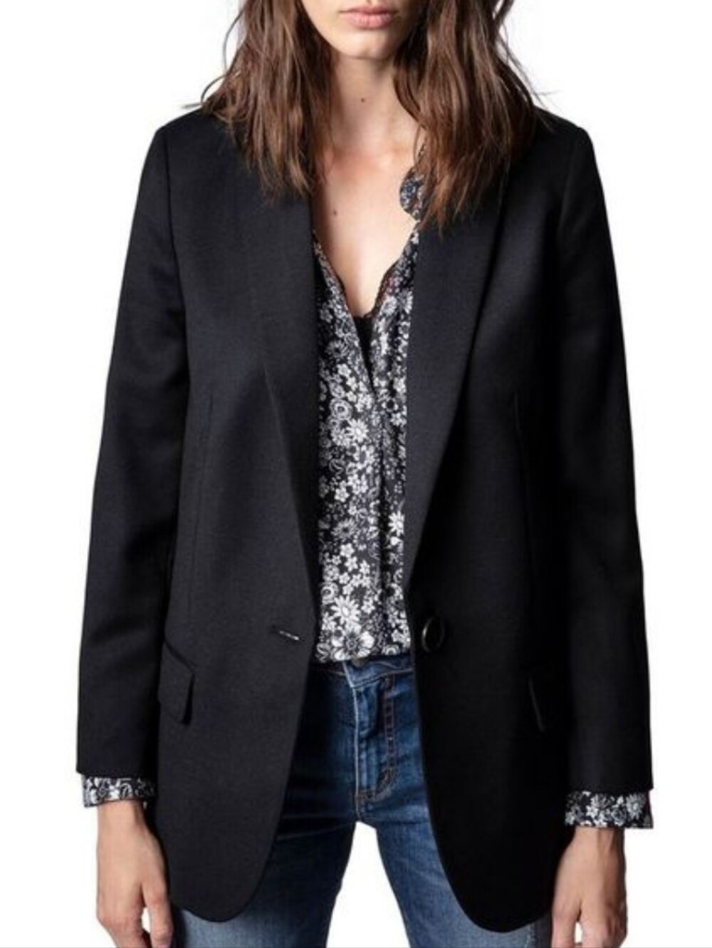 Zadig & Voltaire Black Viva Army Virgin Wool Blazer